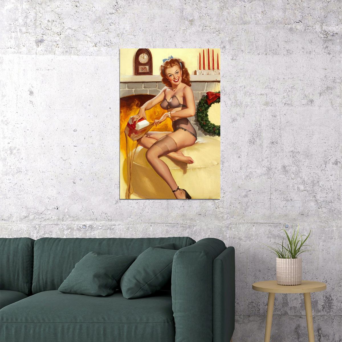 Gil Red Head Pinup Girl Stocking Stuffer Christmas Poster Wall Art Print Home Wall Decor - xonomax