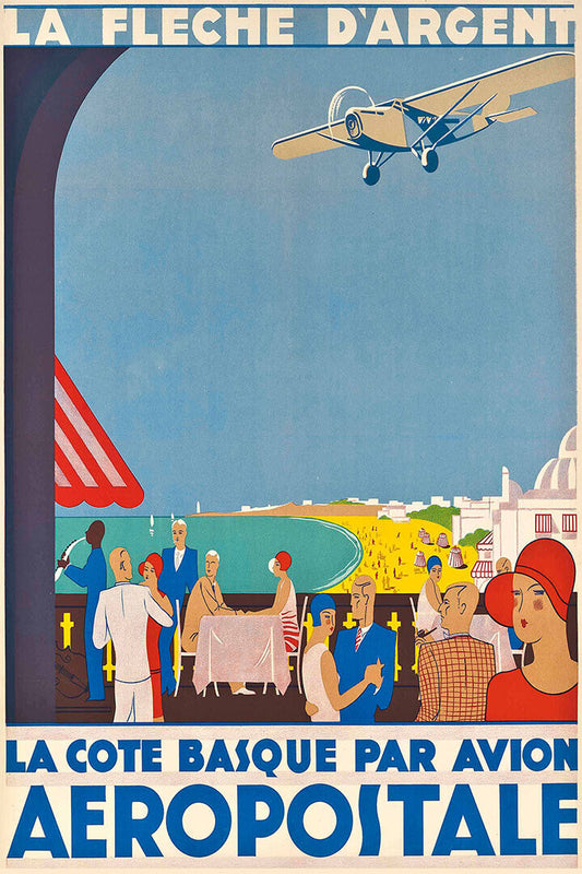 1929 Aeropostale Basque Coast Travel To Spain Vintage Poster Wall Art Print Home Wall Decor - xonomax