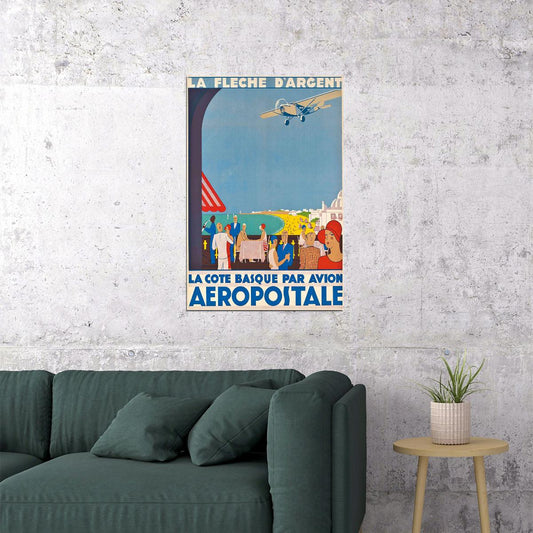 1929 Aeropostale Basque Coast Travel To Spain Vintage Poster Wall Art Print Home Wall Decor - xonomax