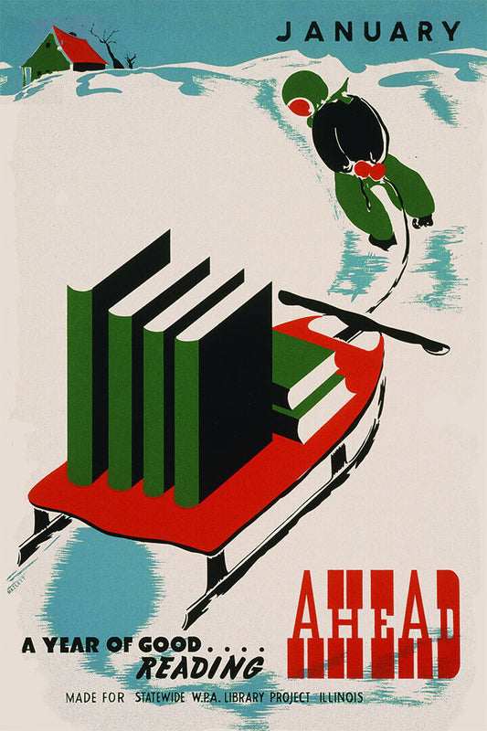 January A Year Of Good Reading Ahead! 1930s Vintage Wpa Poster Wall Art Print Home Wall Decor - xonomax