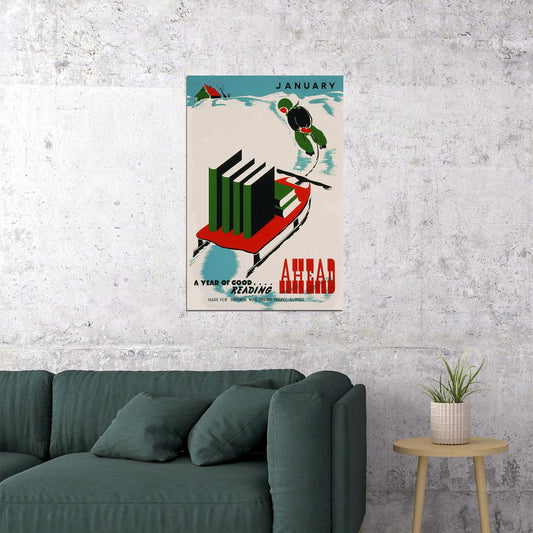 January A Year Of Good Reading Ahead! 1930s Vintage Wpa Poster Wall Art Print Home Wall Decor - xonomax