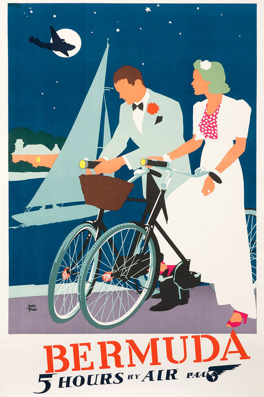 Bermuda 5 Hours By Air Paa Airport Vintage Style Poster Wall Art Print Home Wall Decor - xonomax