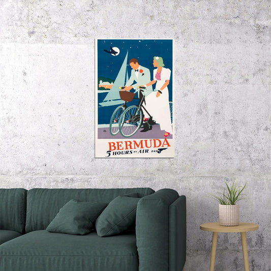 Bermuda 5 Hours By Air Paa Airport Vintage Style Poster Wall Art Print Home Wall Decor - xonomax