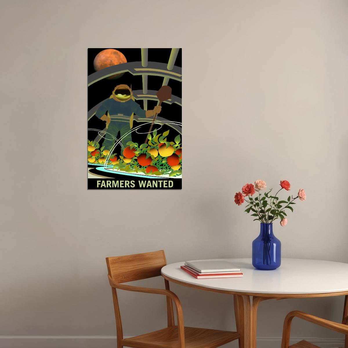 Retro Space Exploration Nasa Travel Farmers Wanted On Mars Poster Wall Art Print Home Wall Decor - xonomax