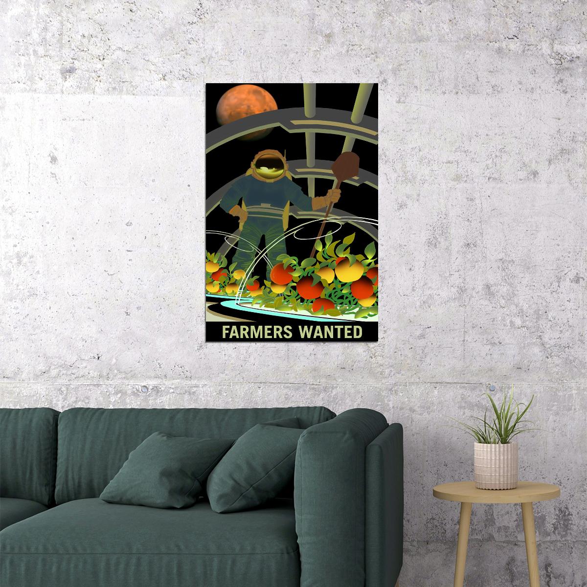 Retro Space Exploration Nasa Travel Farmers Wanted On Mars Poster Wall Art Print Home Wall Decor - xonomax