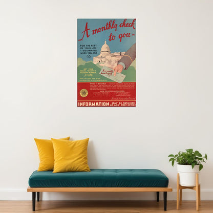 1930s Government Advertisement Social Security Information Poster Wall Art Print Home Wall Decor - xonomax