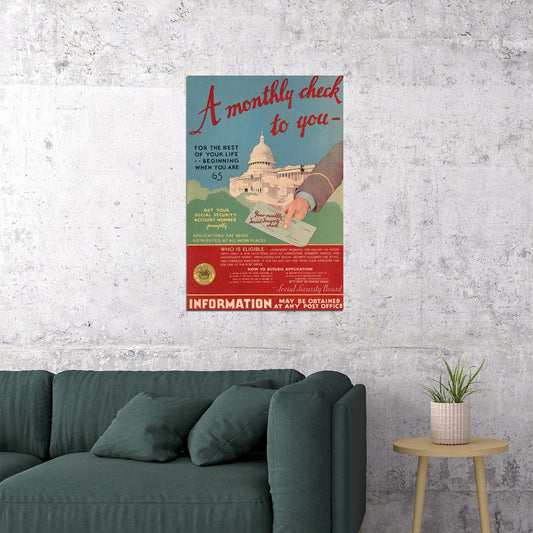 1930s Government Advertisement Social Security Information Poster Wall Art Print Home Wall Decor - xonomax