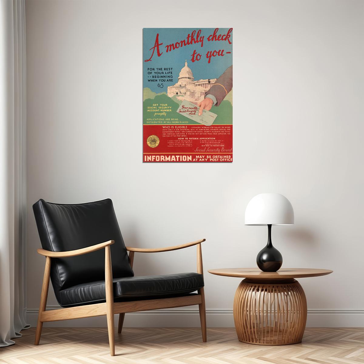 1930s Government Advertisement Social Security Information Poster Wall Art Print Home Wall Decor - xonomax