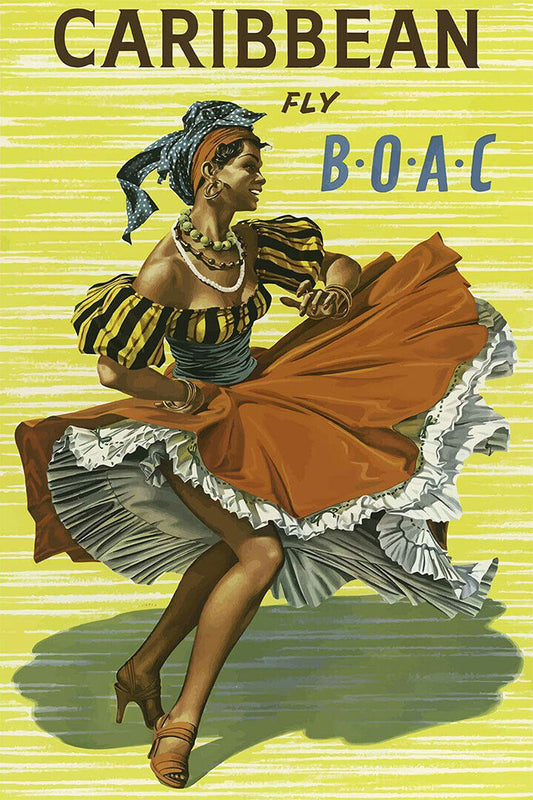 Fly To The Caribbean 1950s Boac Airline Vintage Travel Poster Wall Art Print Home Wall Decor - xonomax