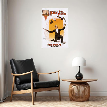 1890s Circus Juggling Leon The Wizard Rehan Poster Wall Art Print Home Wall Decor - xonomax
