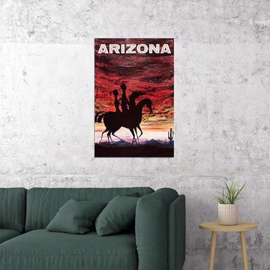 1960s Arizona Desert Sunset Vintage Style Travel Poster Wall Art Print Home Wall Decor - xonomax