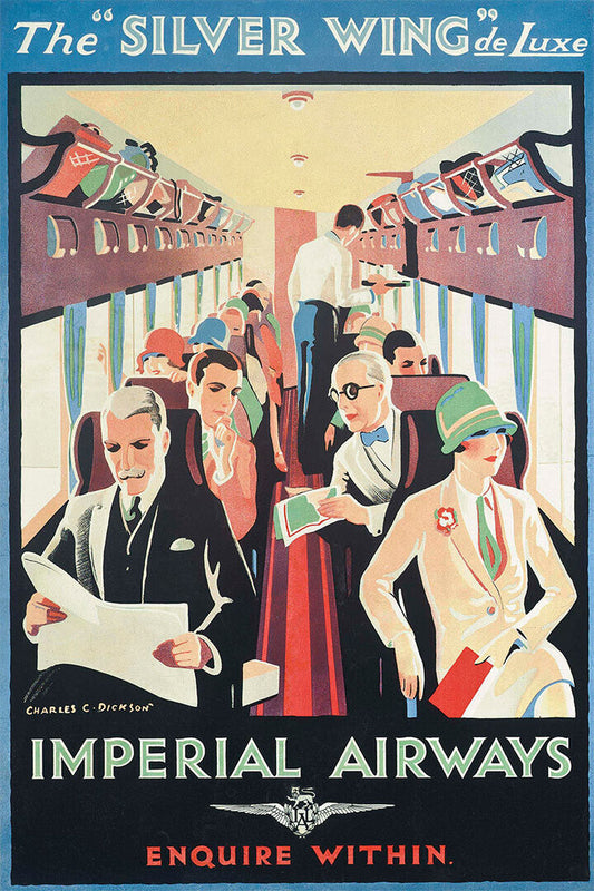 The Silver Wing Imperial Airways 1930s Vintage Travel Poster Wall Art Print Home Wall Decor - xonomax