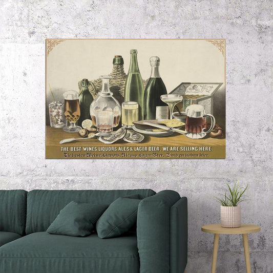 Vintage Style 1870s Wine Liquor Ale Beer Sold Here Bar Poster Wall Art Print Home Wall Decor - xonomax