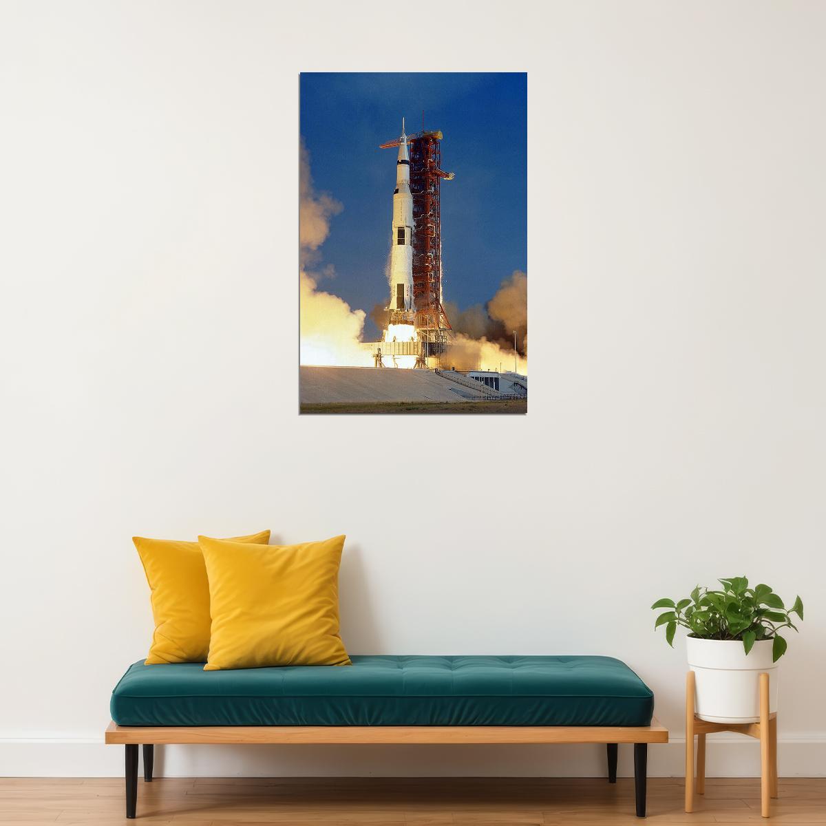 Apollo 11 Rocket Launch At Kennedy Space Center Nasa Poster Wall Art Print Home Wall Decor - xonomax