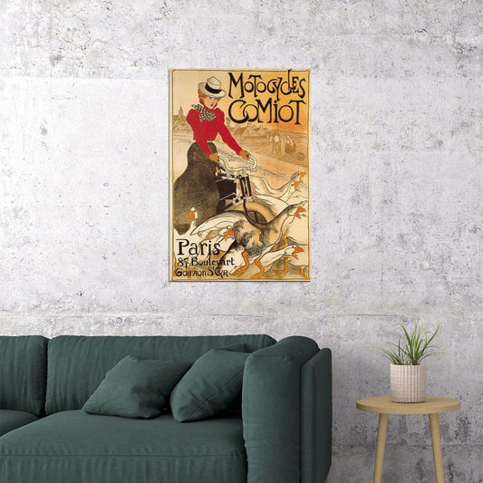 Paris Motorcycles Comiot Vintage 1899 Motorized Bicycle Poster Wall Art Print Home Wall Decor - xonomax