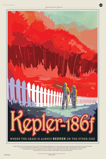 Retro Style Space Kepler 186f Where The Grass Is Redder Poster Wall Art Print Home Wall Decor - xonomax