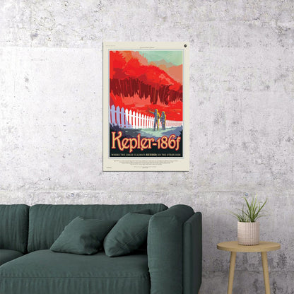 Retro Style Space Kepler 186f Where The Grass Is Redder Poster Wall Art Print Home Wall Decor - xonomax