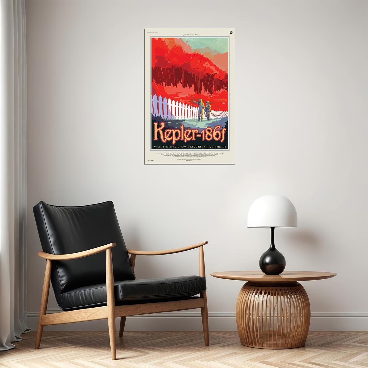 Retro Style Space Kepler 186f Where The Grass Is Redder Poster Wall Art Print Home Wall Decor - xonomax