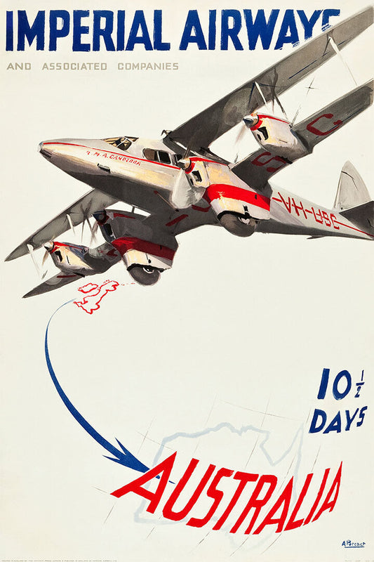 1935 Imperial Airways Vintage Style Early Aviation Travel Poster Wall Art Print Home Wall Decor - xonomax