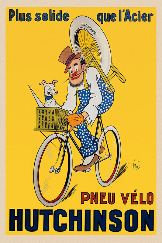 1929 Pneu Velo Hutchinson Bicycle Vintage Style Poster Wall Art Print Home Wall Decor - xonomax