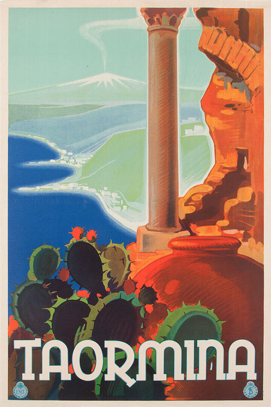 Taormina Italy Vintage Style 1930s Sicilian Travel Poster Wall Art Print Home Wall Decor - xonomax