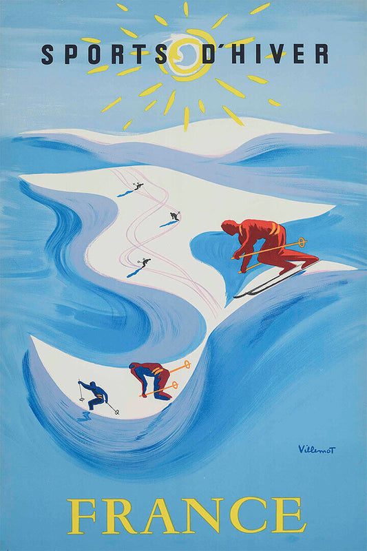 Winter Sports France 1940s Classic Vintage Skiing Poster Wall Art Print Home Wall Decor - xonomax