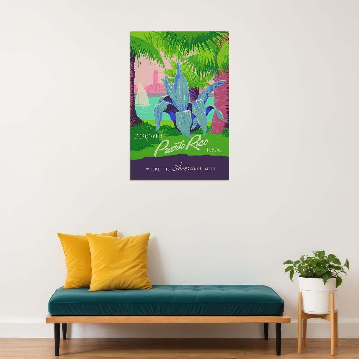 1936 Work Progress Administration Discover Puerto Rico Poster Wall Art Print Home Wall Decor - xonomax
