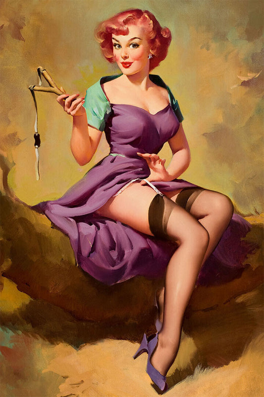 Sexy Pin-up Red Head Girl Garter Belt It's A Snap Poster Wall Art Print Home Wall Decor - xonomax