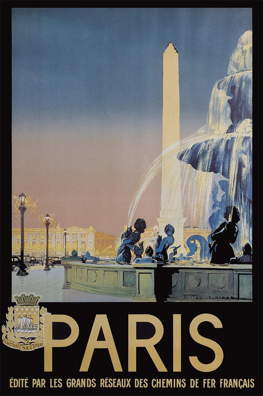Visit Paris 1930s French Classic Vintage Style Travel Poster Wall Art Print Home Wall Decor - xonomax