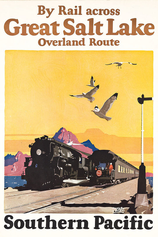 1920s Southern Pacific Railroad Great Salt Lake Vintage Poster Wall Art Print Home Wall Decor - xonomax