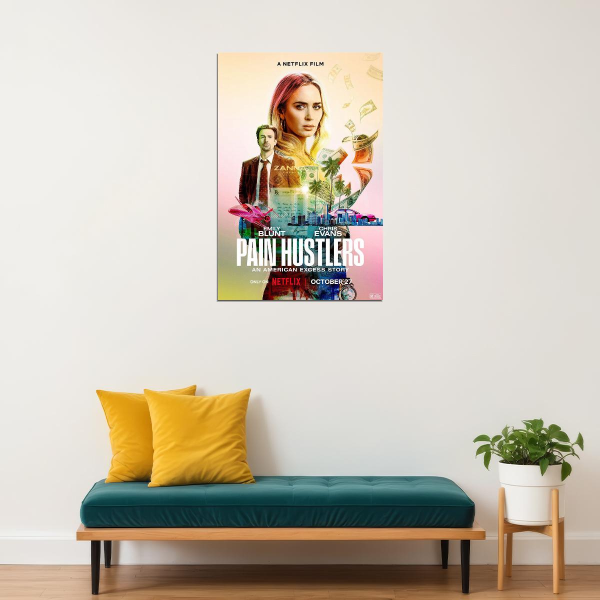 Pain Hustlers Movie Crime Drama Action Poster Wall Art Print Home Wall Decor - xonomax