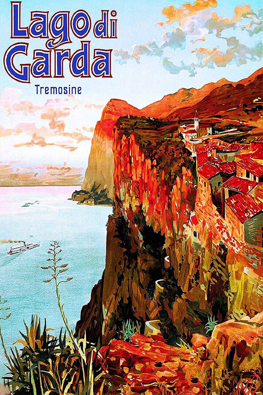 1924 Lake Garda Italy Vintage Style Italian Travel Poster Wall Art Print Home Wall Decor - xonomax