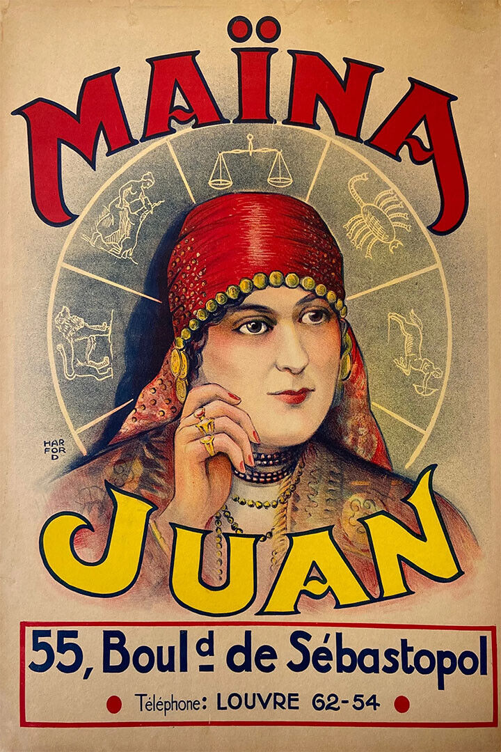 Gypsy Fortune Teller Maina Juan 1930s Psychic Reading Poster Wall Art Print Home Wall Decor - xonomax