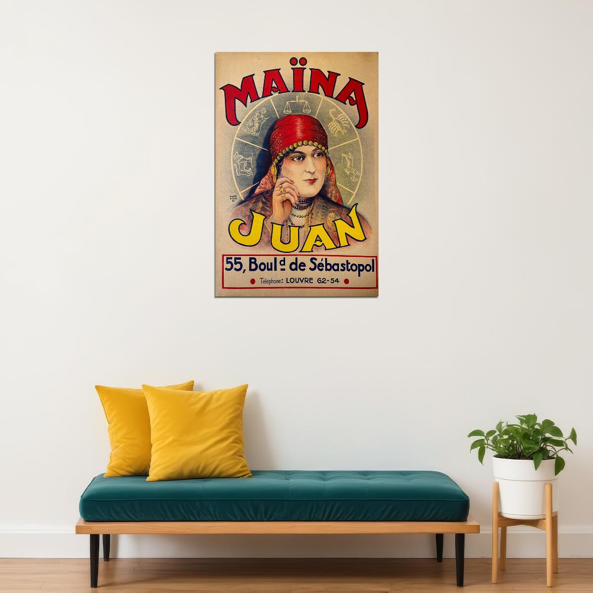 Gypsy Fortune Teller Maina Juan 1930s Psychic Reading Poster Wall Art Print Home Wall Decor - xonomax