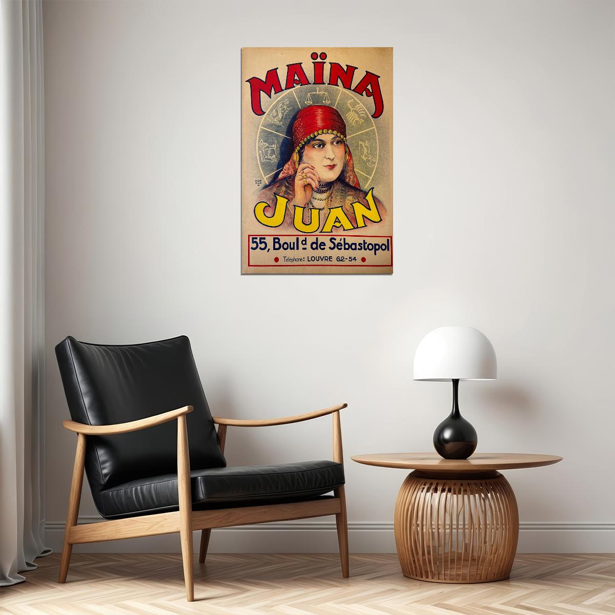 Gypsy Fortune Teller Maina Juan 1930s Psychic Reading Poster Wall Art Print Home Wall Decor - xonomax