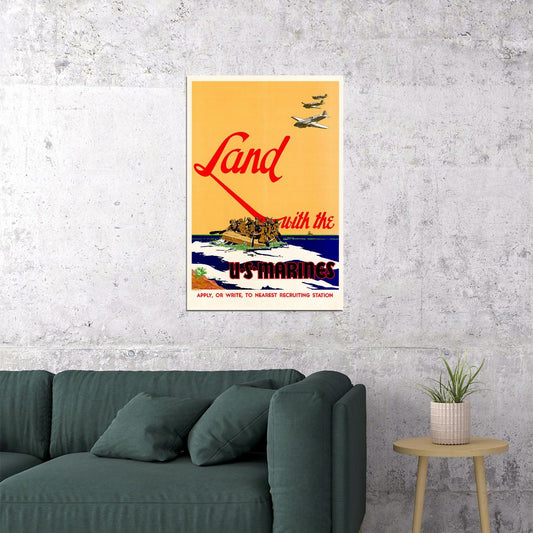 Land With The Us Marines Struggle Vintage Style Poster Wall Art Print Home Wall Decor - xonomax