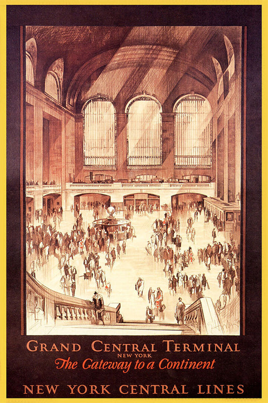 Grand Central Station 1920s Vintage Ny Railroad Travel Poster Wall Art Print Home Wall Decor - xonomax
