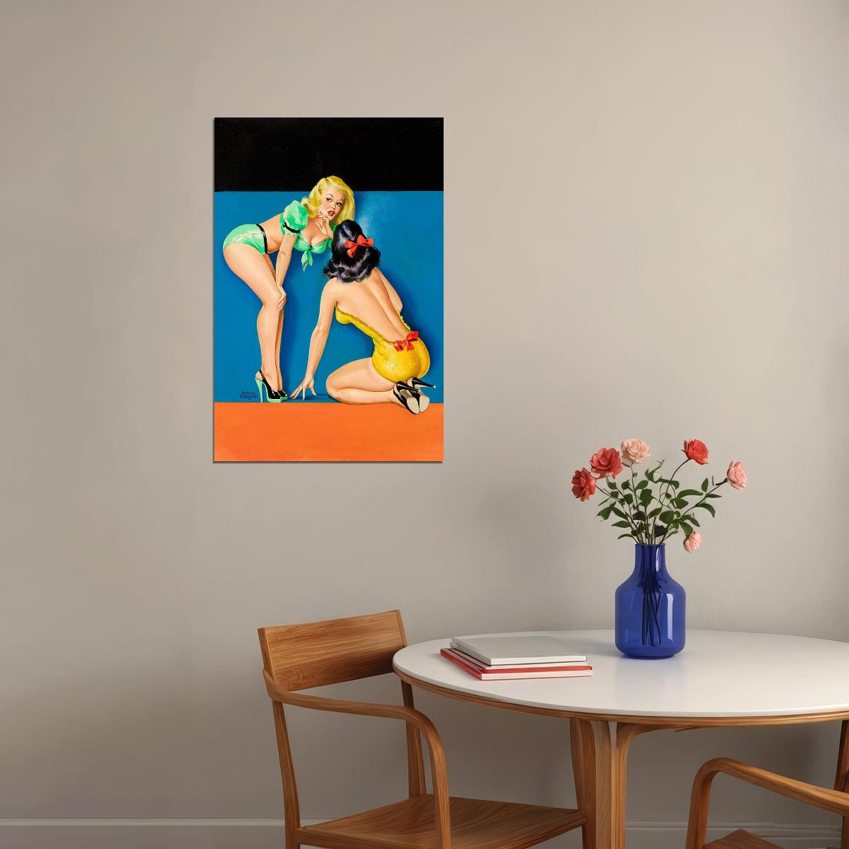1940s Classic American Pin-up The Secret Cute Girls Poster Wall Art Print Home Wall Decor - xonomax