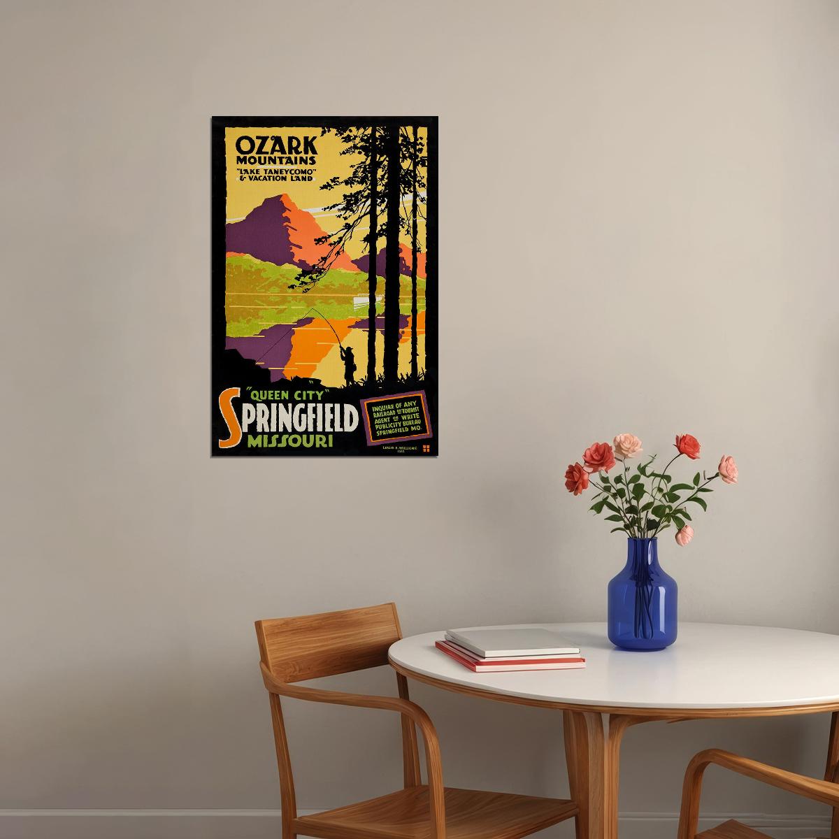 Ozark Mountains Lake Taneycomo 1916 Vintage Style Travel Poster Wall Art Print Home Wall Decor