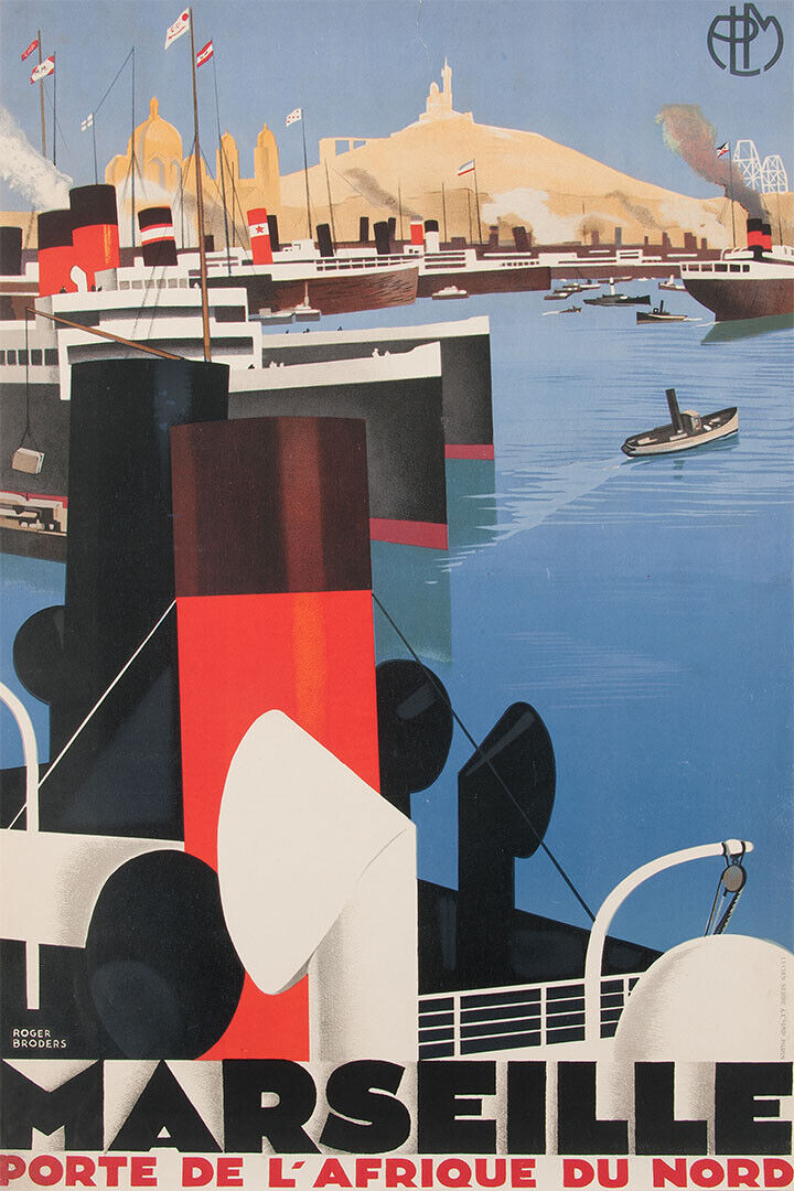Marseille African Port 1930s French Vintage Style Travel Poster Wall Art Print Home Wall Decor