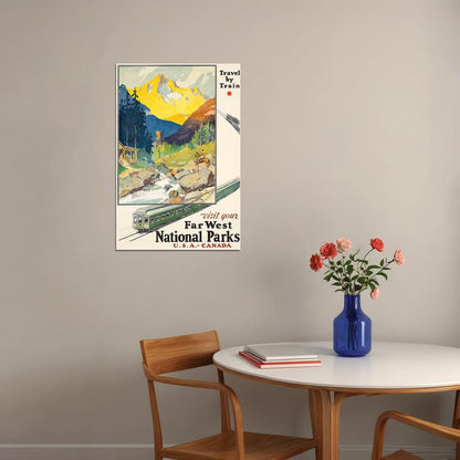 Usa Canada Vintage Style Travel By Train Railroad Poster Wall Art Print Home Wall Decor