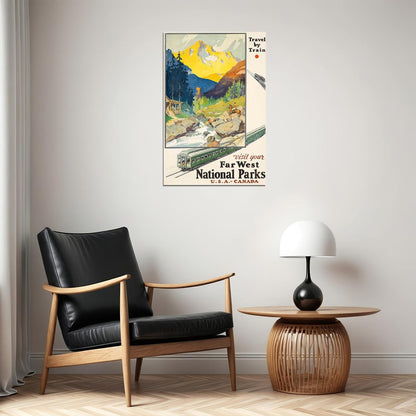 Usa Canada Vintage Style Travel By Train Railroad Poster Wall Art Print Home Wall Decor