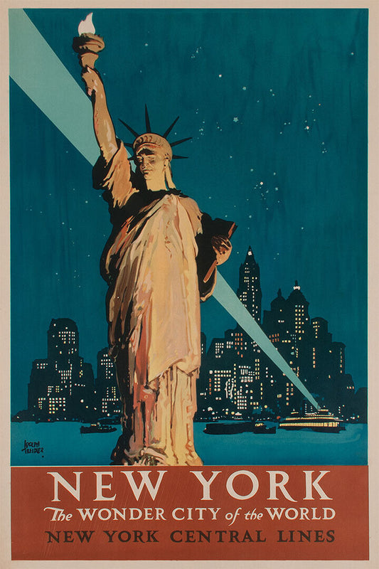 New York City 1930's Travel By Train Vintage Railroad Poster Wall Art Print Home Wall Decor - xonomax