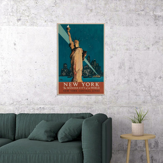 New York City 1930's Travel By Train Vintage Railroad Poster Wall Art Print Home Wall Decor - xonomax