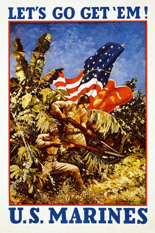 Let's Go Get Em! 1942 Us Marines Wwii Recruiting Poster Wall Art Print Home Wall Decor - xonomax