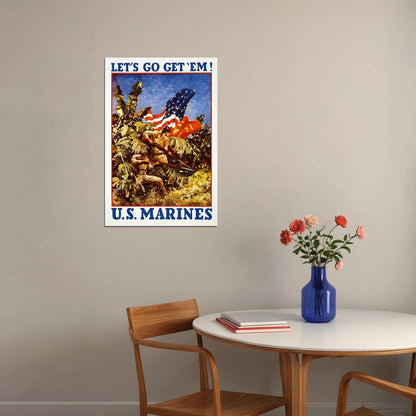 Let's Go Get Em! 1942 Us Marines Wwii Recruiting Poster Wall Art Print Home Wall Decor - xonomax
