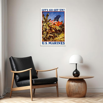 Let's Go Get Em! 1942 Us Marines Wwii Recruiting Poster Wall Art Print Home Wall Decor - xonomax