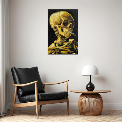 1886 Skull Of A Skeleton With A Burning Cigarette Poster Wall Art Print Home Wall Decor