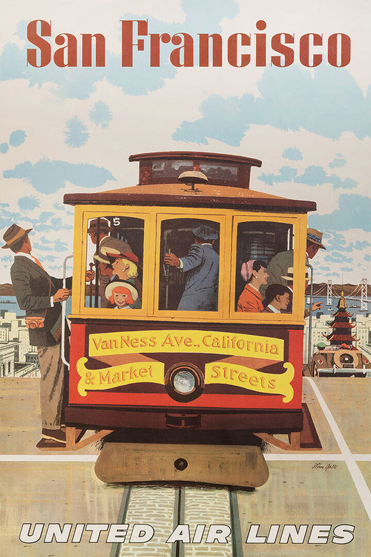 1962 San Francisco Cable Car Vintage Style Travel Poster Wall Art Print Home Wall Decor - xonomax
