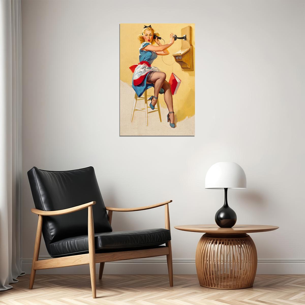 What A Line Vintage Style Pin-up Old Time Phone Poster Wall Art Print Home Wall Decor